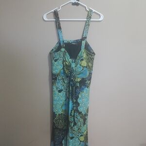 R&M Richards Blue and Green Floral Dress Size XL
